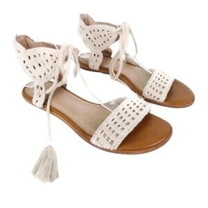 JOIE Jolee Croquet Flat Sandals Tassel Boho Size 39.5
